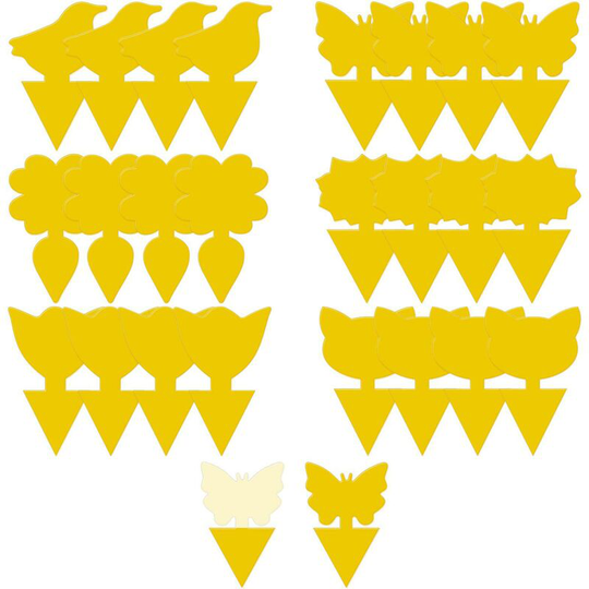Litzee - 24pcs Insect Traps Sticky Traps Double-Sided Glue Stickers Waterproof Yellow Fly Catchers White Aphids for Garden Plant Flower Fruit (6