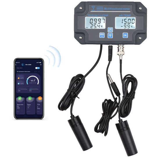 Superseller - Wifi Digital Water Quality Tester Wall Mounted 6 in 1 Water Analyzer ph/ ec/ tds/ salt/ s.g/ Temperature