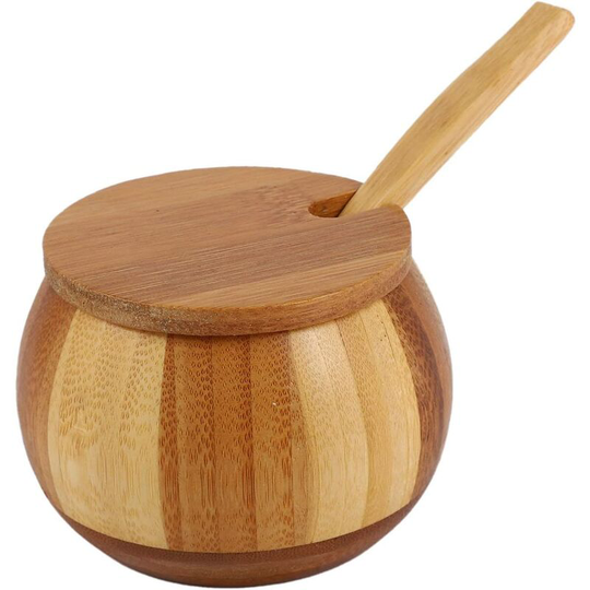 Kitchen Bamboo Natural Salt Shaker Household Spice Bottle With Lid Storage Box Kitchen Accessories Seasoning Jar