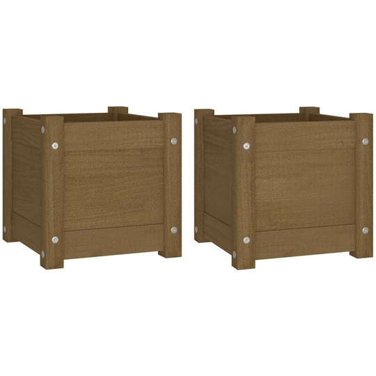 Garden Planters 2 pcs Honey Brown 31x31x31 cm Solid Pinewood Vidaxl Brown