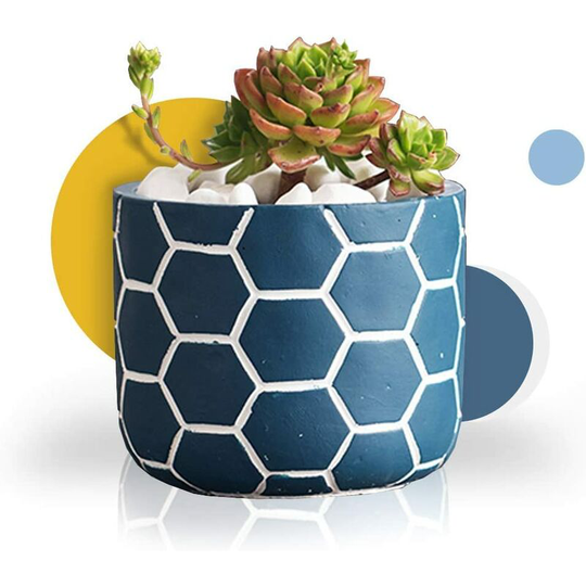 Flower Plant Pot - 4.7' Small Cement Pots with Drain Hole Modern Decorative for Indoor Planters