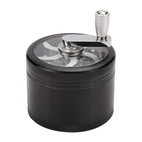 Premium Hand Crank Grinder Unbreakable Aluminum Grinder for Fines Herb and Spices 4 Pieces 2.2 Inch (Black-Aluminum)