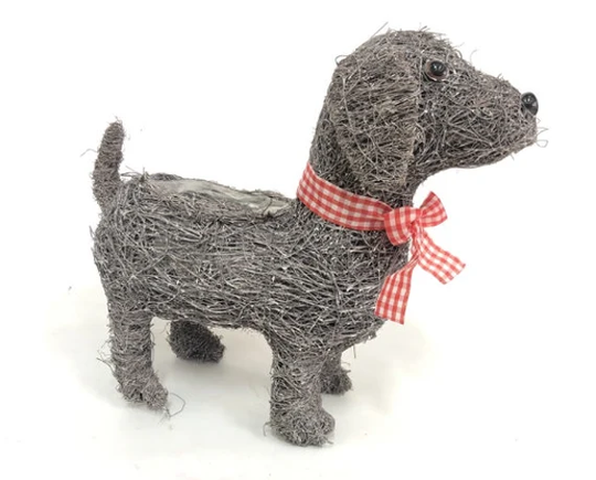Grey Brushwood Standing Dog Planter 33cm, Garden Decor, Dog Planter, Xmas Decor, Pots For Garden, Unique Decor Garden, Front Door