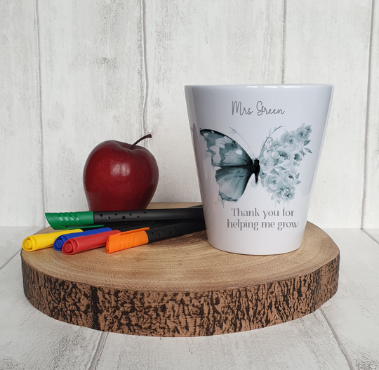 Teacher Plant Pot, Butterfly Pot, Flower Pot Gift, Thank You For Helping Me Grow, Gift Pot, Butterfly Flower Planter