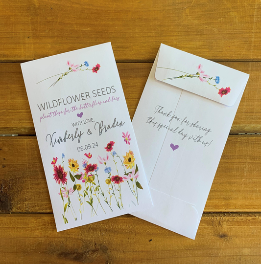 Wedding Wildflowers Seed Packet Favors, For The Butterflies & Bees, Bridal Shower Favor, With Or Without Seeds | Set Of 15, Sp20086