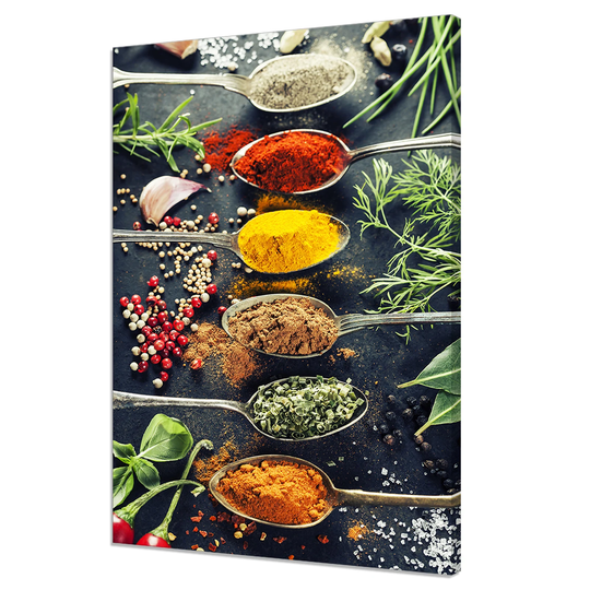 Spoons Of Herbs & Spices Selection Colourful Kitchen Modern Design Home Decor Canvas Print Wall Art Picture