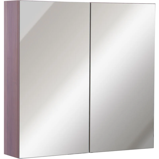 63Wx60H cm Double Door Wall-Mount Bathroom Mirrored Cabinet Medicine - Walnut brown - Kleankin