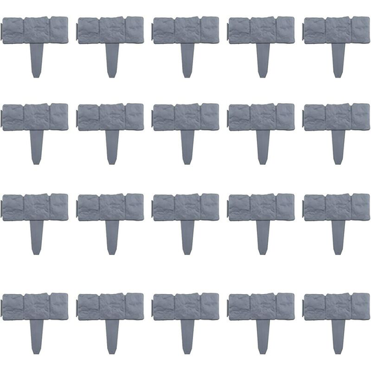 20 Pack Flower Beds, Lawn and Decorative Fence for Garden Plants (Stone Effect)