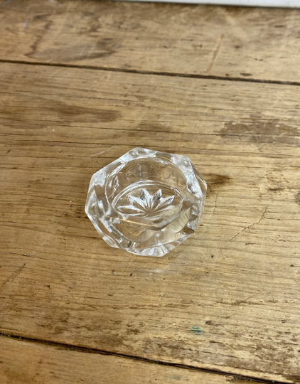 Vintage Small Round Cut Glass Salt Cellar - Nice Chunky Piece in Very Good Condition