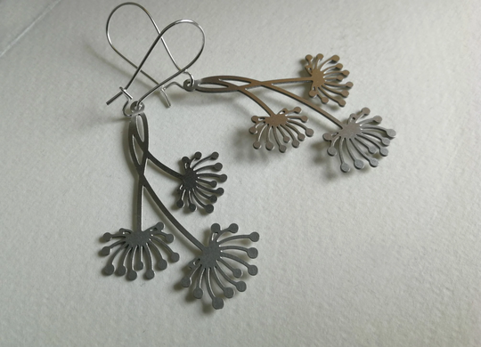 Silver Dandelion Earrings. Flower Jewellery. Three Large Statement Earrings.good Wish Gift