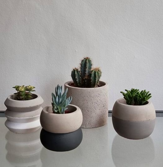 Monochrome Planter Plant Pots | Concrete Cement Mini 8cm For 6cm Plant Small 11cm 9cm Light Grey, Dark Grey White, Black