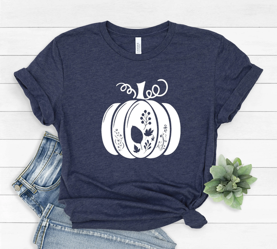 Fall Season, Autumn Tee, Pumpkin T-Shirt, Leaf T-Shirt, Love Shirt, Sublimation Designs, Seasonal Floral T-Shirt