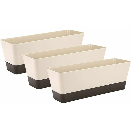 Rectangular Flower Box, Rectangular Plastic Flower Pot, Outdoor Balcony Planters for Succulents, Flowers, African Violets, 30.5cm, Set of 3