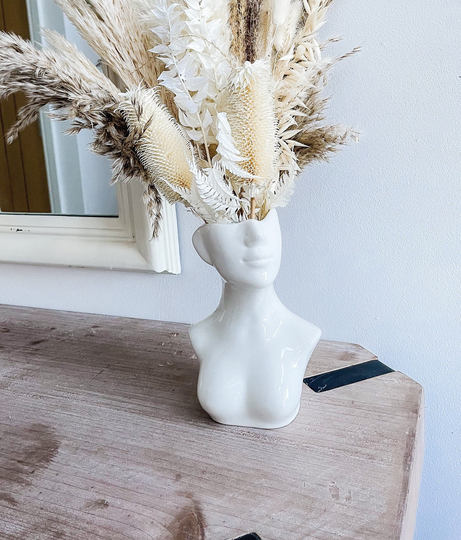 Face Vase, Nordic Style Vase in The Uk, Body Vase Head Planter Ceramic, Flowerpot For Dried Flowers & Pampas Grass
