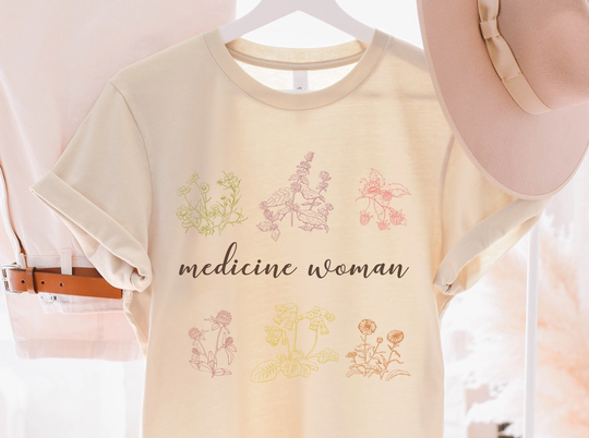 Herbalist Women's T-Shirt, Medicine Woman Herbalist Tee, Vintage Botanical Dainty Plant Nature Lover Shirt Gift