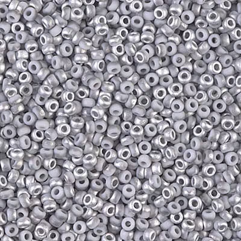 Miyuki Seed Beads 11/0 Matte Opaque Labrador 11-4558 24G, Gray Round Beads, Glass Size 11 Japanese