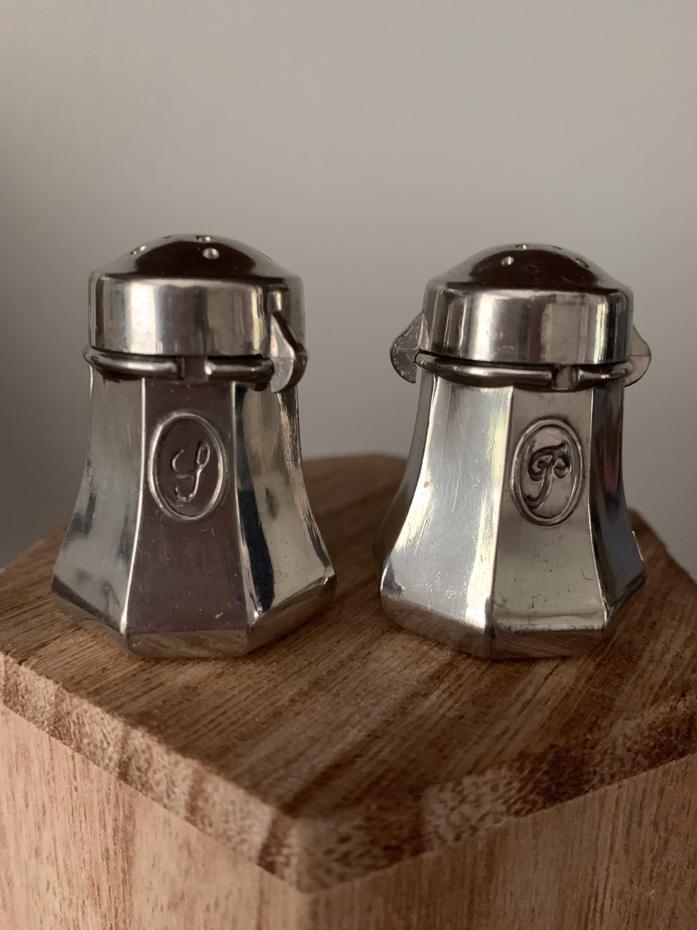 Vintage French Salt & Pepper Shakers-Etains Du Manor in Original Box