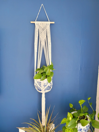 Boho Plant Hanger Indoor Hanging Planter With Wood Beads Decorative Flower Pot Holder For Outdoor Home Decor Macrame