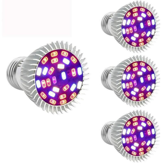 E27 plant bulb 28W full spectrum growth plant light indoor garden plant lighting hydroponic lamp for flower plants [pack of 4].