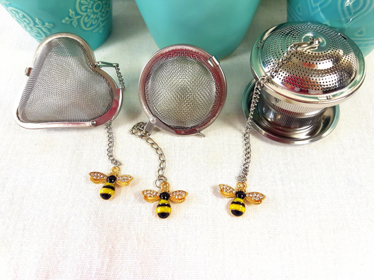 Tea Infuser With Enamel Bee Pendant Charm, Tea Strainer, Maker, Ball, Steeper, Unique Original Different Present Gift Honey