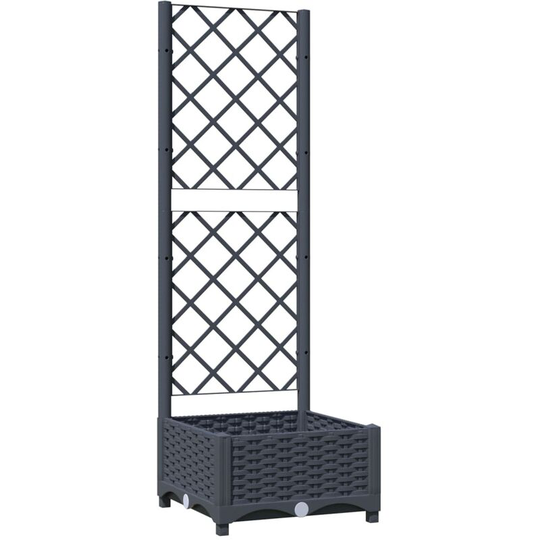 Garden Planter with Trellis Dark Grey 40x40x121.5 cm pp Vidaxl Grey