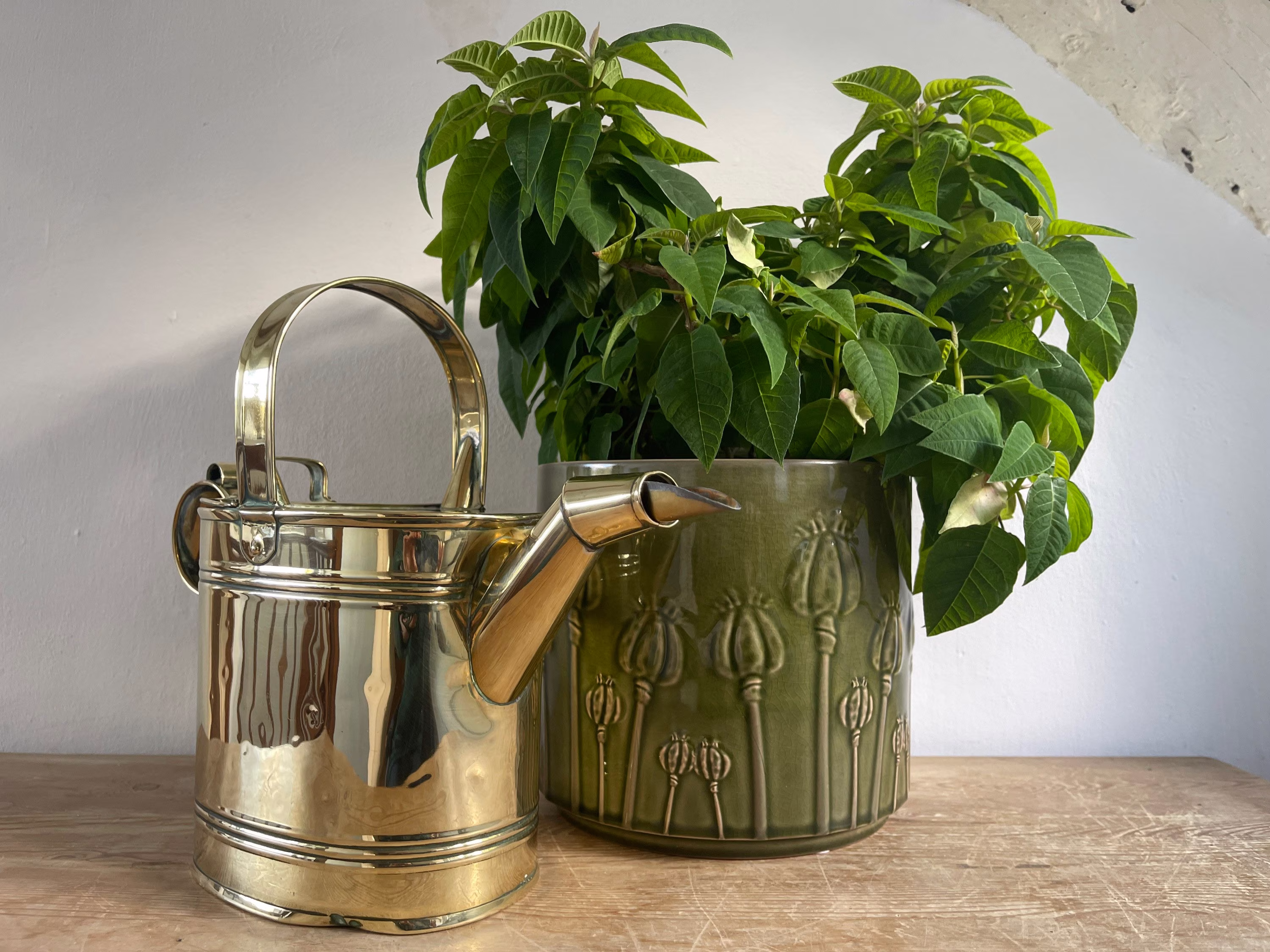 Antique Brass Water Carrier/Watering Can With Original Pourer