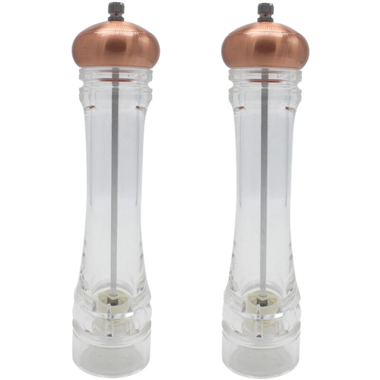 Kitchen Salt and Pepper Mill Set - Manual, Adjustable Coarseness, Refillable and Reusable