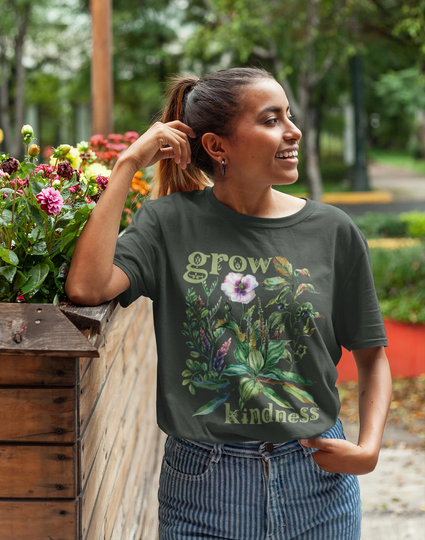 Green Witch Kindness Botanical Mental Health Shirt, Alternative Plus Size Forest Aesthetic Clothing