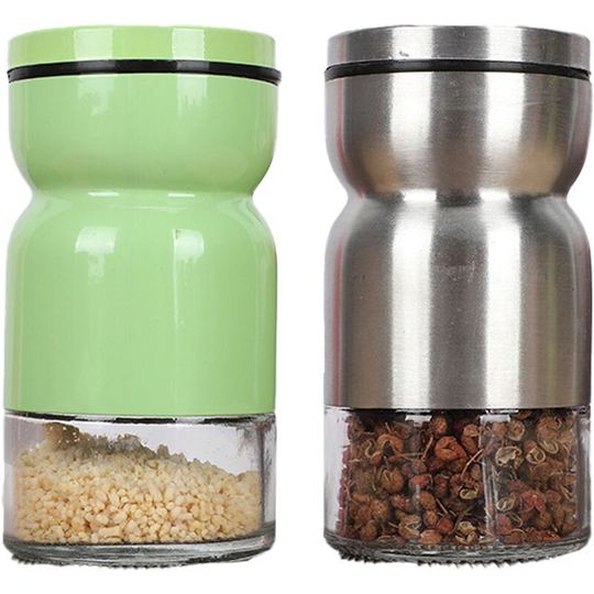 Fvbjd - Stainless Steel Glass Seasoning Bottle Seasoning Jar Home Kitchen Cooking Bottle Pepper green + stainless steel