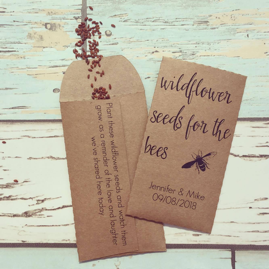 Let Love Grow Wedding Favour Pack Of 10 Seeds Included - Wildflower Seeds For The Bees Rustic