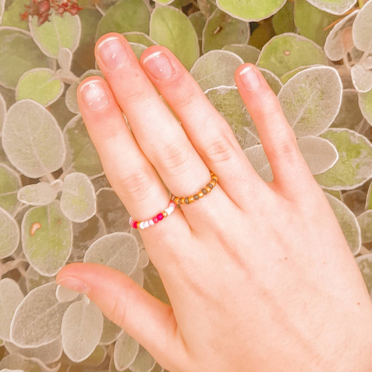 Seed Bead Ring/ Patterned Seed Cute Trendy Summer Beaded Boho Style Dainty Custom Ring