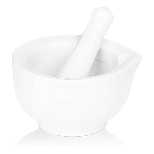 Sun Flowergb - Porcelain mortar and pestle, ceramic herb grinder, 3.3 inch white