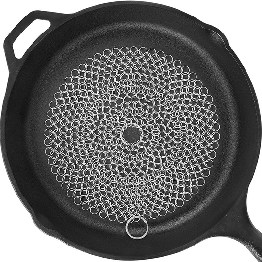 Cast Iron Cleaner, Rust Proof Steel Chain Scrubber for Cleaning Cast Iron, Chainmail for Cleaning Cast Iron Pans Seasoning Anti-Scratch (7 Inch Round)