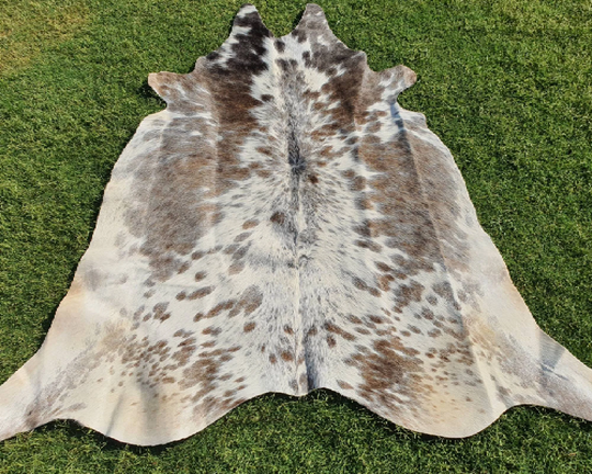 Gray & White Cowhide Rug , Salt Pepper - Natural Cowskin Rugs Leather Rugs For Bedroom
