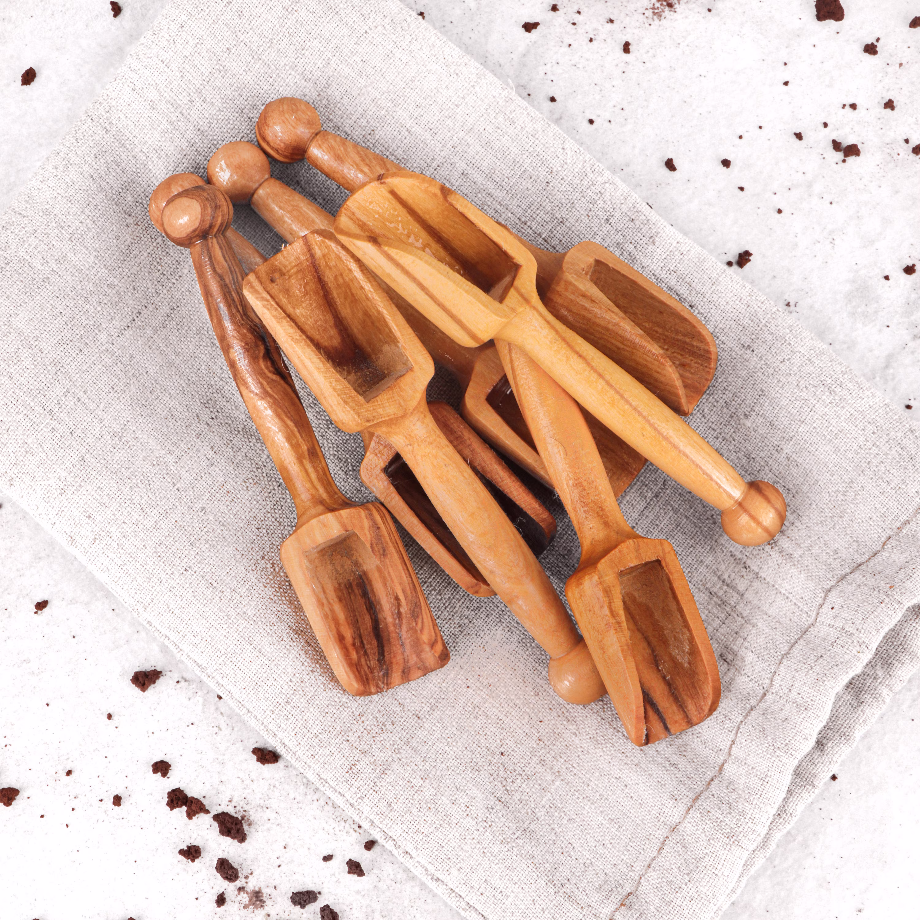 Set Of Salt Spoons/Mini Wooden Spoons Handmade From Olive Wood/ Coffee Scoop/ Wood Tea Spoons(+Free Artisraw Conditioner