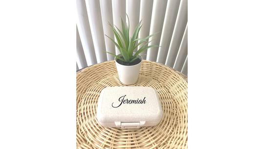Personalized Beige Medicine Box With Free Pouch Portable Pocket-Size Pill Box|| Soap Case| Travel Jewelry Box/ Small Accessories Kit