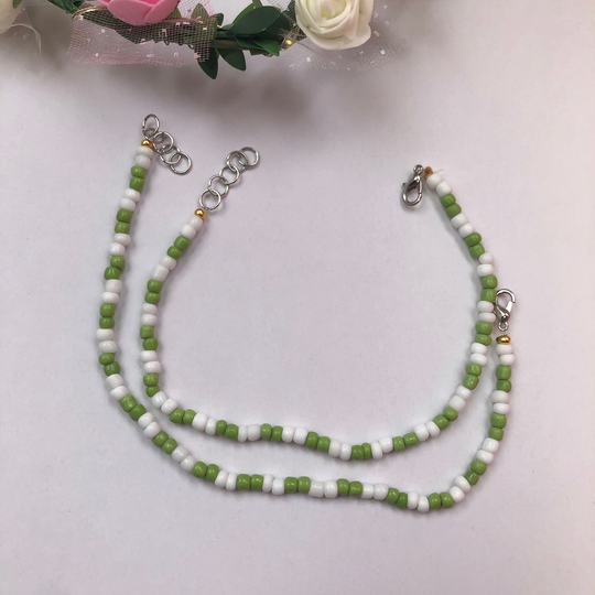 Matcha Anklet - Double Beaded Seed Bead Anklet