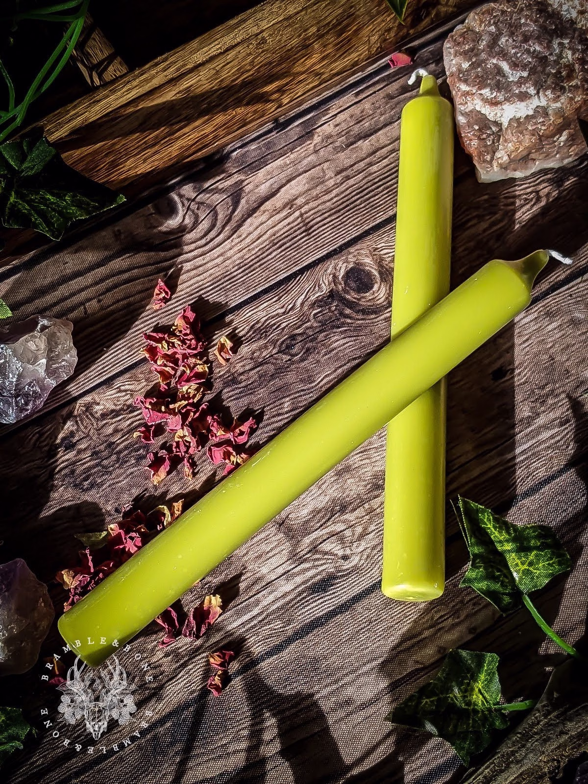Green Dinner Candles Plain Magick Ritual & Spell | Use For Altars, Pagan Shrines, Traditional Witchcraft, Folk Magic + Conjure