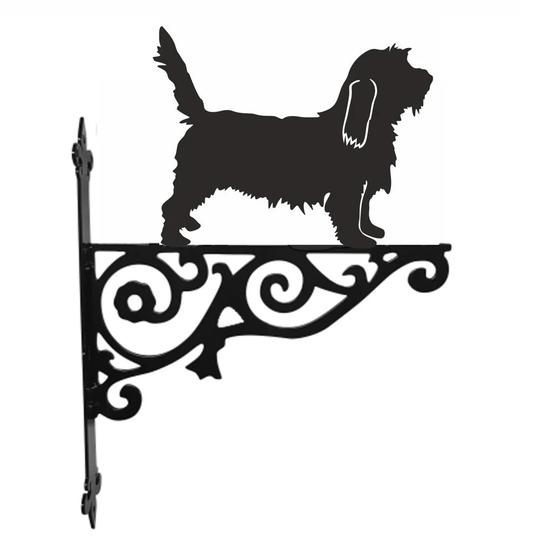 Basset Griffon Vandeen Ornamental Hanging Bracket - Contemporary Basket Wall Mounted Decorative Garden Black
