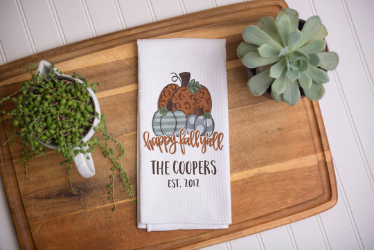 Personalized Fall Towel | Kitchen Decor Seasonal Pumpkin