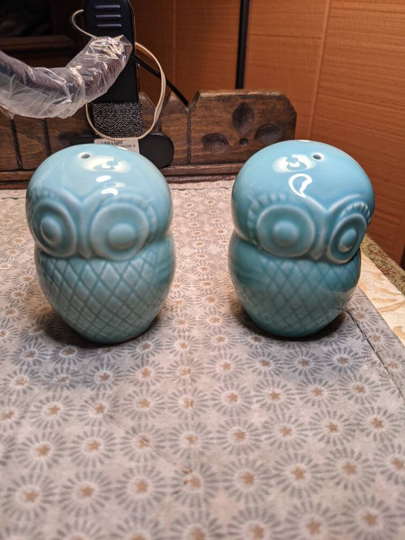 Mint Green Ceramic Owl Salt & Pepper Shakers