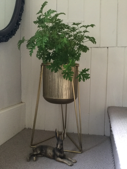 Large Beautiful Bronzed Gold Ribbed Planter Urn Inside Outside Use