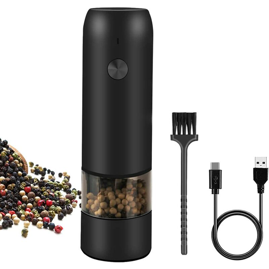 Perle Rare - Electric Salt and Pepper Grinder, usb Rechargeable, Automatic Operation, Salt Mills, Pepper Mills with led Light, Adjustable Coarse