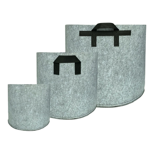 Planting grow bags 10-pack Plat pots made of fabric felt(Grey,3 gallon,25*22cm) - Muff