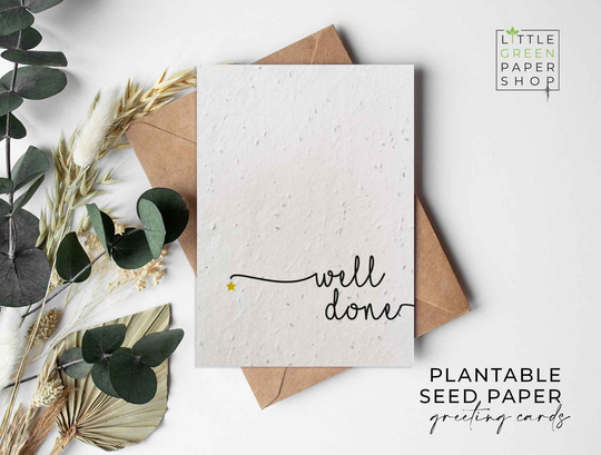 Plantable Flower Seed Paper Cards A6 - Well Done, Congratulations, New Job, Test, Friends, Family, Greeting, Eco-Friendly, Biodegradable