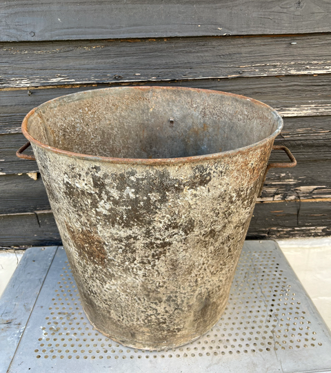 Large Metal Planter/Dolly Tub With Handles Galvanised Bucket/ Olive Tree Pot