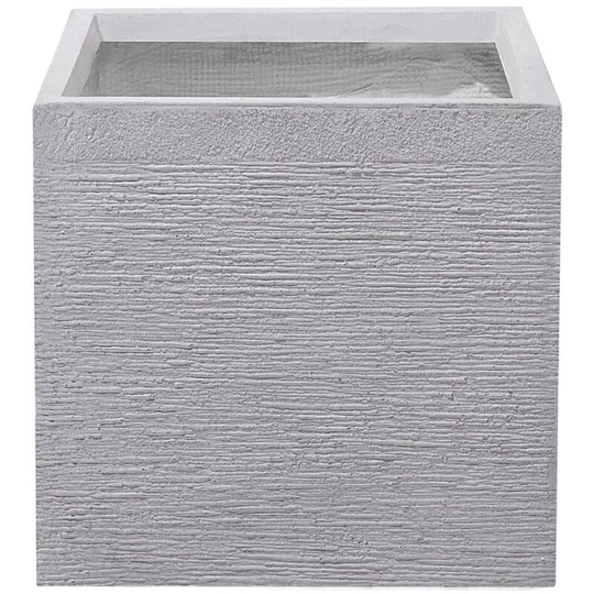 Garden Outdoor Plant Pot Planter Geometric Square Stone 40x40x38 cm White Paros - White