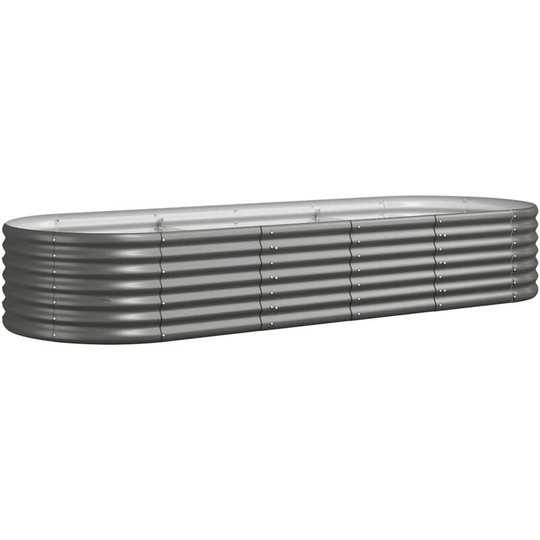 Garden Planter Powder-coated Steel 224x80x36 cm Grey Vidaxl Grey