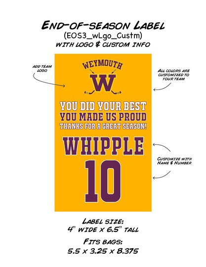 Sports Tournament Gift Bag Labels End-Of-Season Bag Labels Only Small Printable