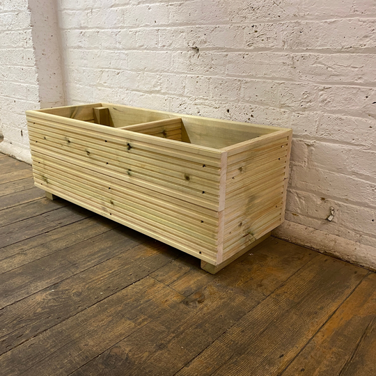 Large Garden Wooden Decking Patio Planter Trough Herb Twin Sections